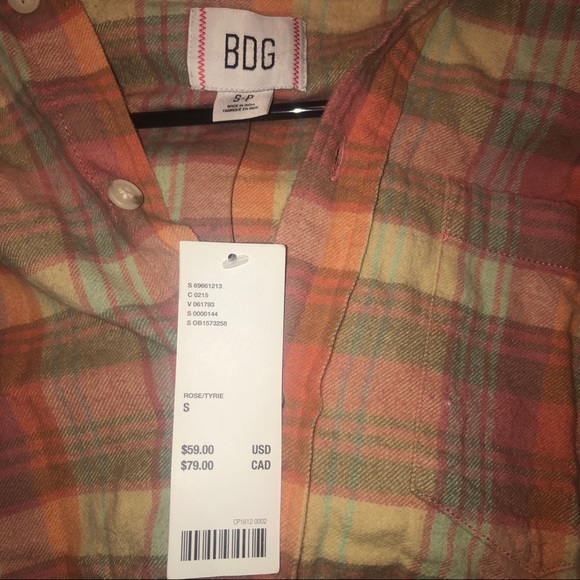 NWT BDG rose Flannel - Picture 3 of 5